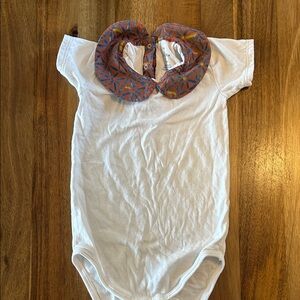 Oso & Me. White Baby Onesie with Patterned Collar